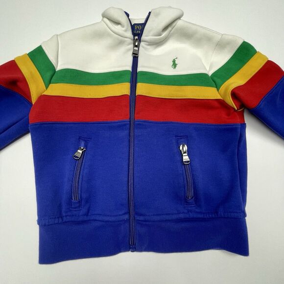 Polo Ralph Lauren Jacket Full Zip Blue Red Yellow Green White Toddler Boy 3T - Picture 2 of 9